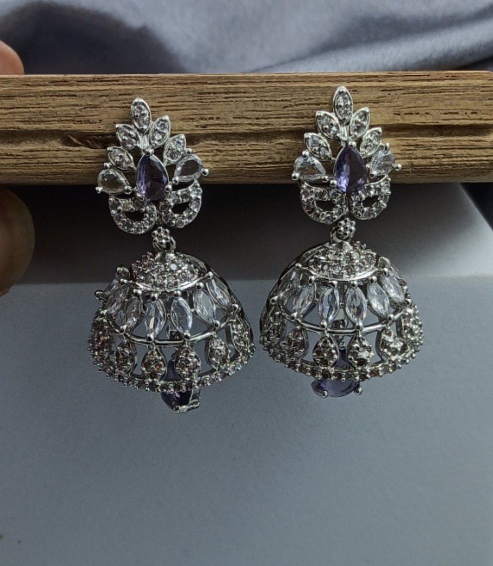 AD Earrings Sumana Purple Stone