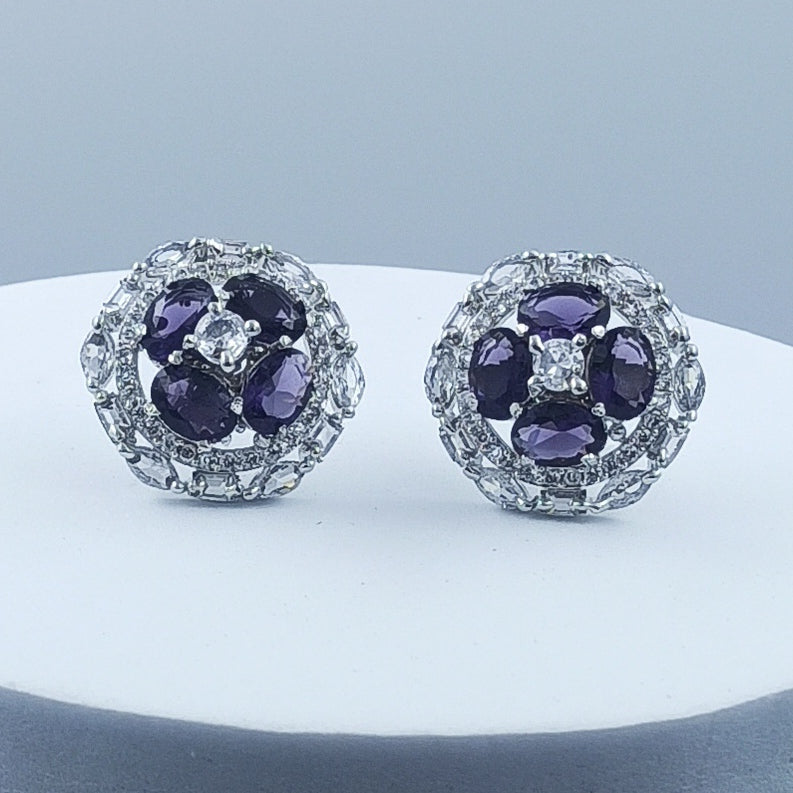 AD Earrings Paavni Purple Stone