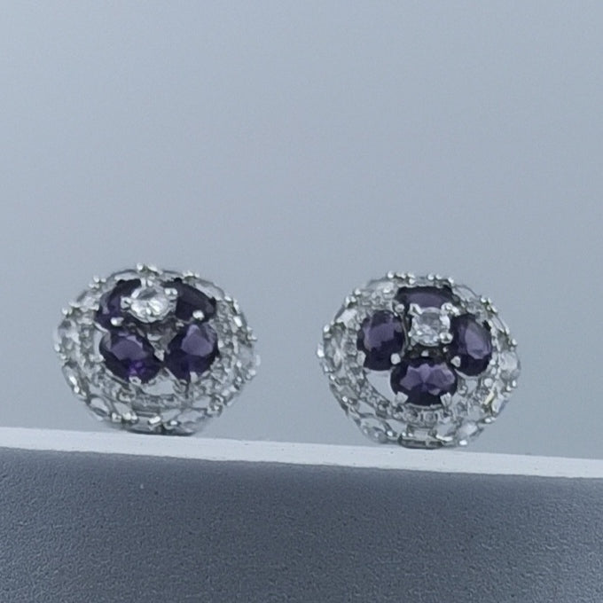 AD Earrings Paavni Purple Stone