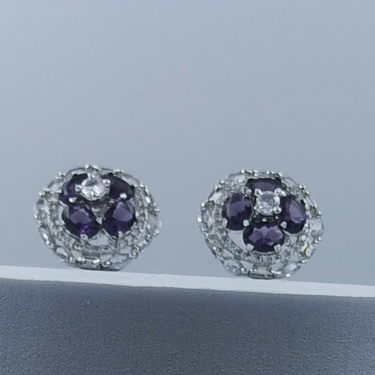 AD Earrings Paavni Purple Stone