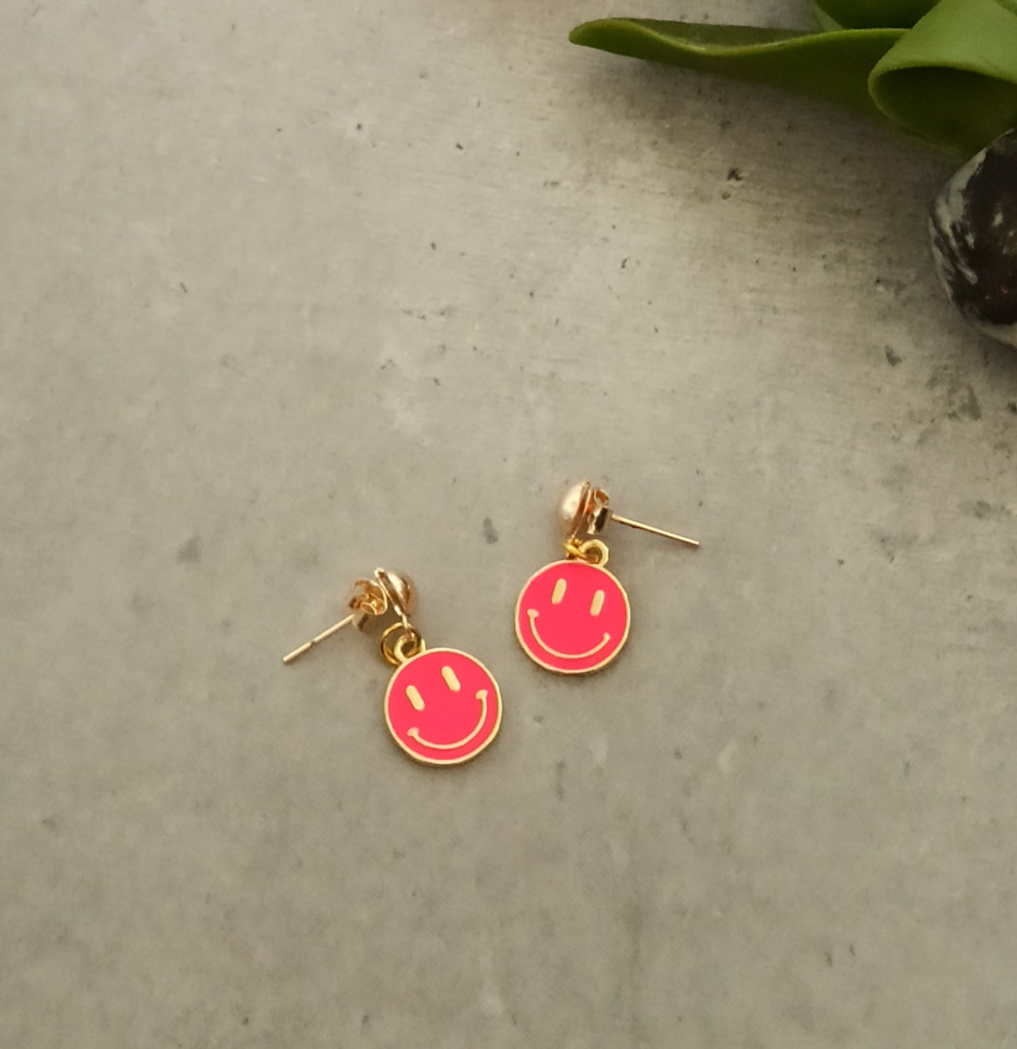 Pink Smiley Earings