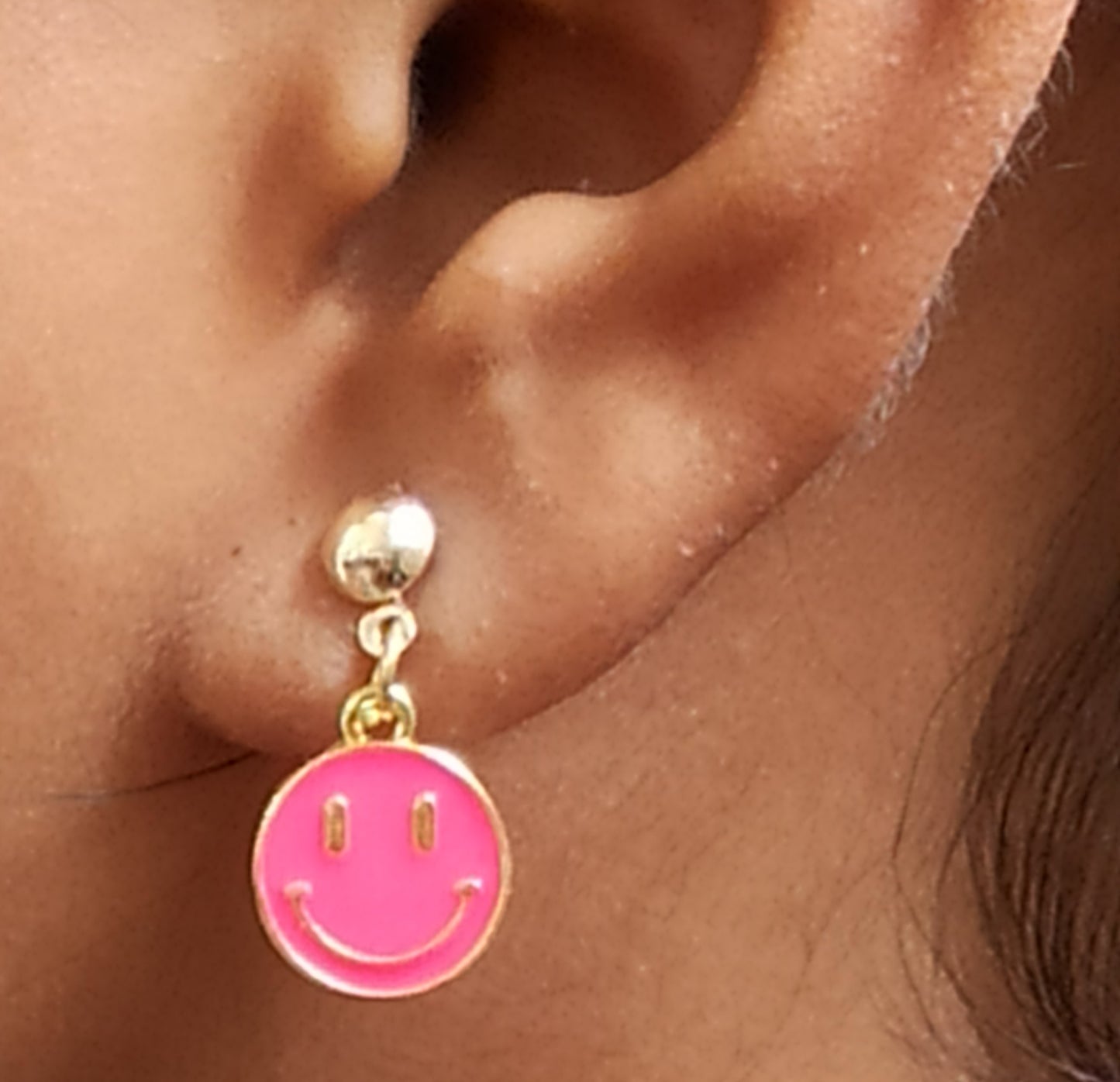 Pink Smiley Earings