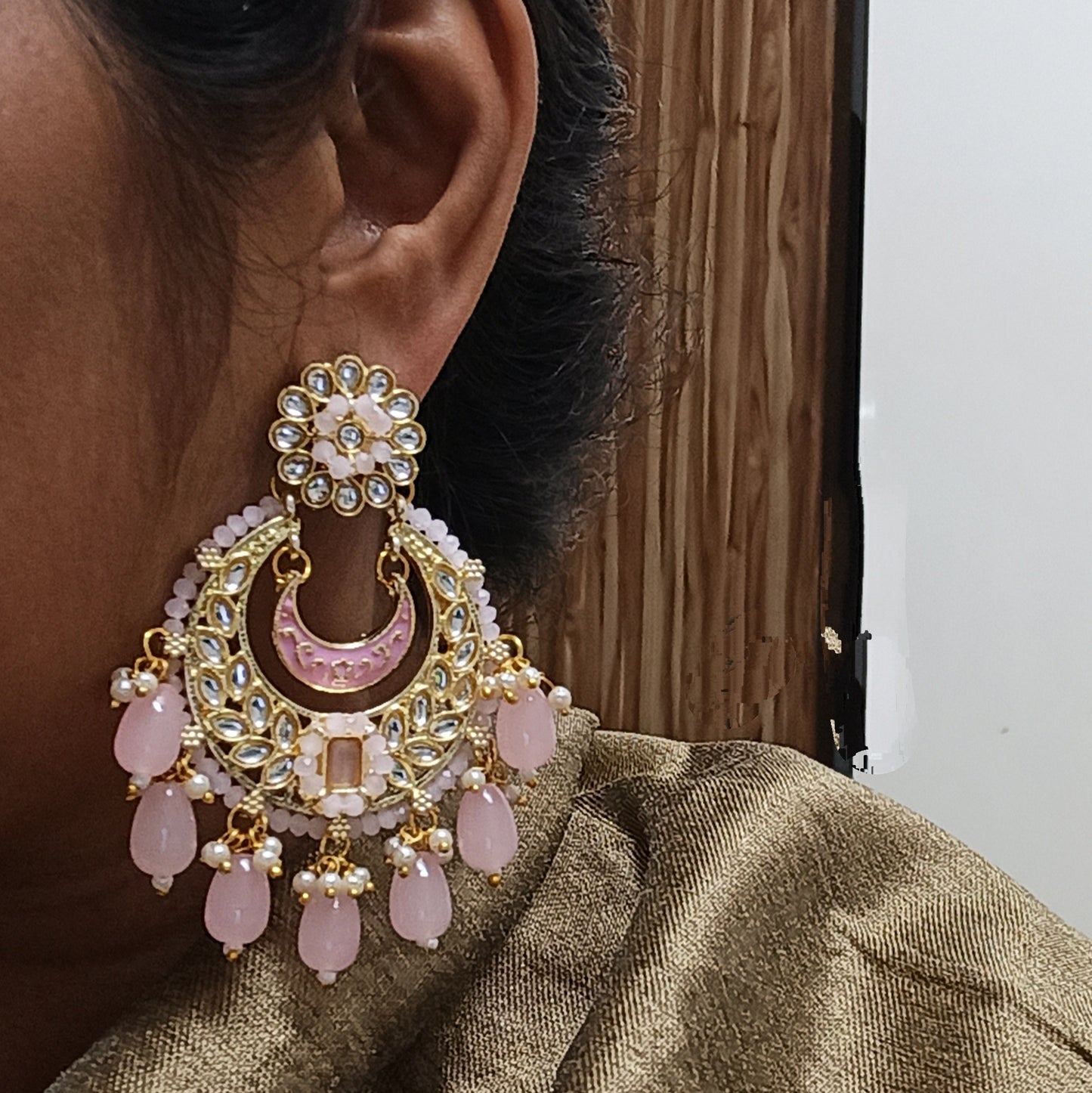 Charita-Baby Pink Chandbali