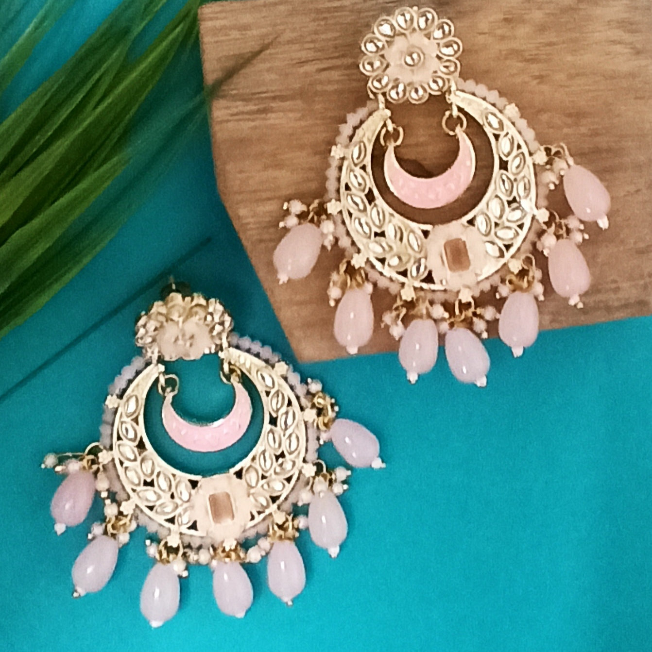 Charita-Baby Pink Chandbali