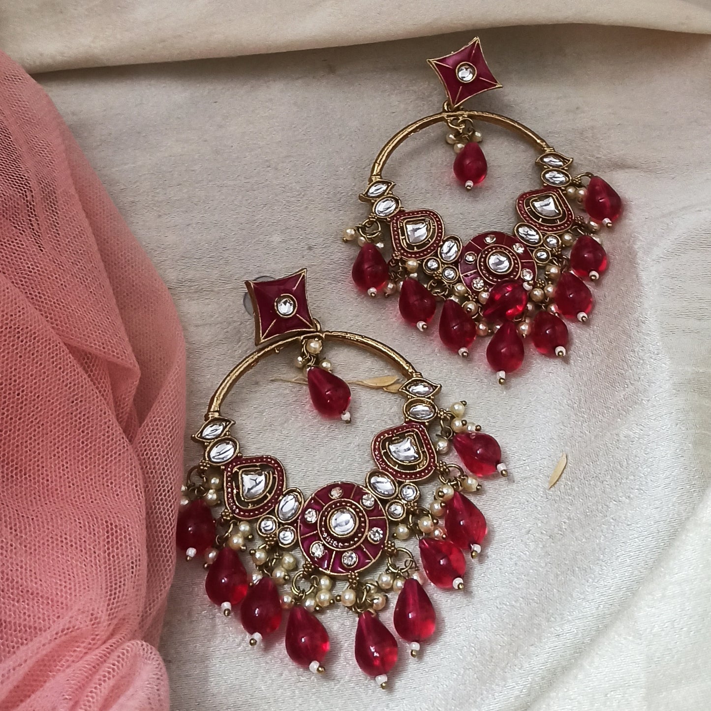 Farida-Ruby Pink-Chandbali