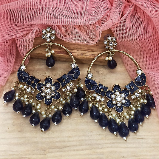 Farida-Dark Navy Blue-Chandbali