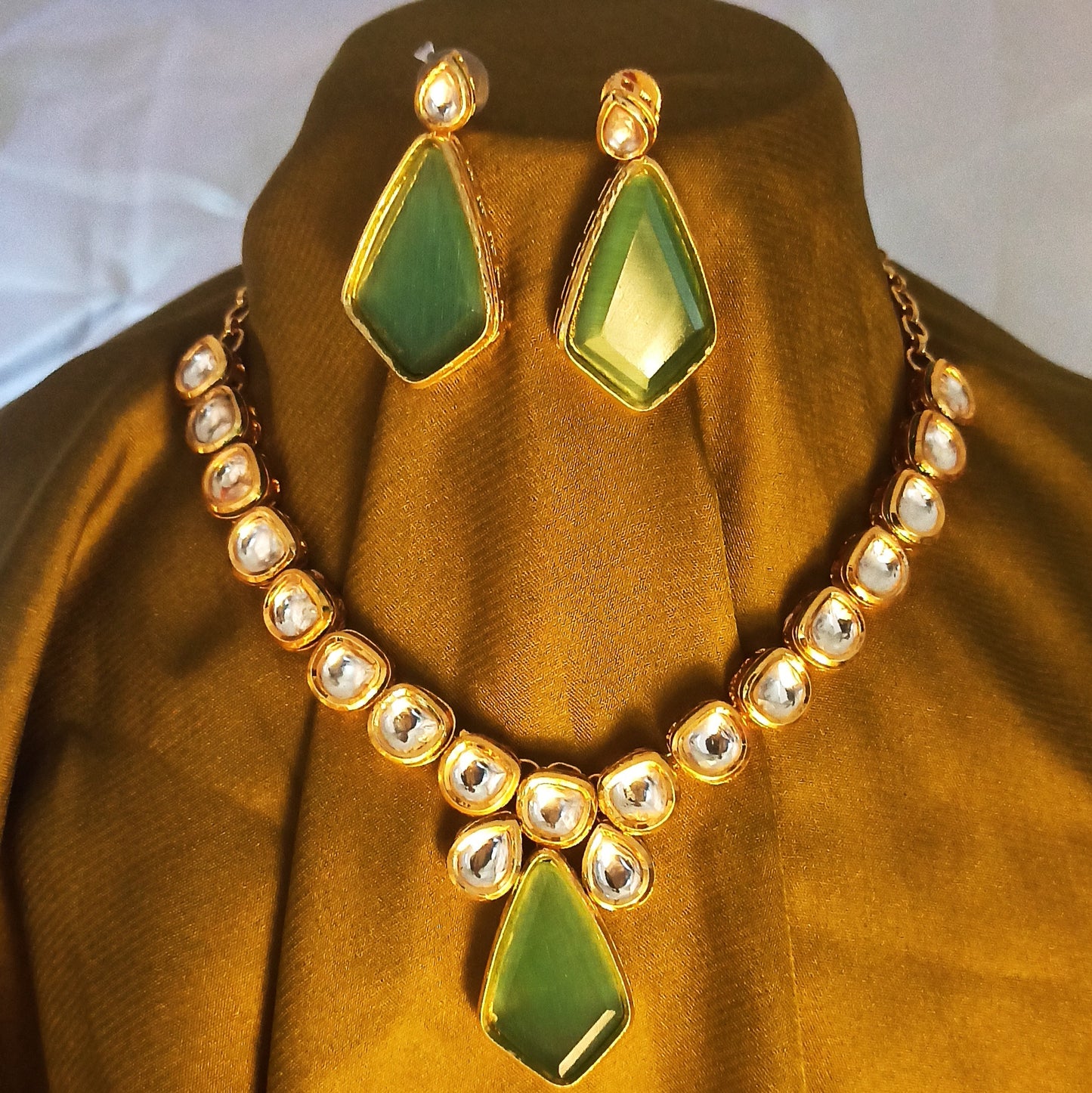 Lata-Kundan Set-Green Kite