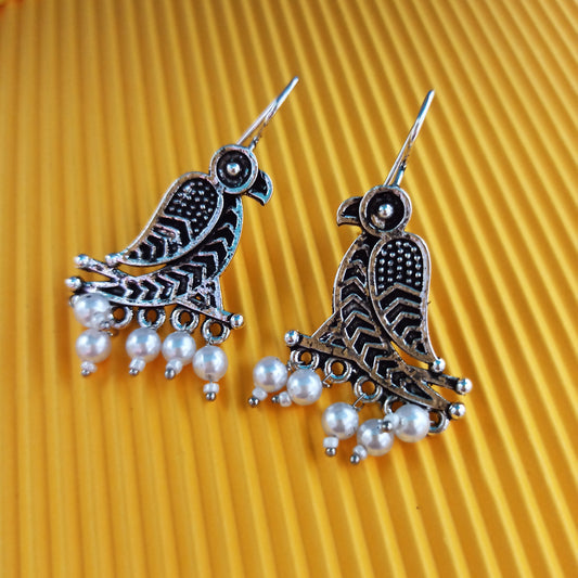 Naira-Oxidised Earrings-White