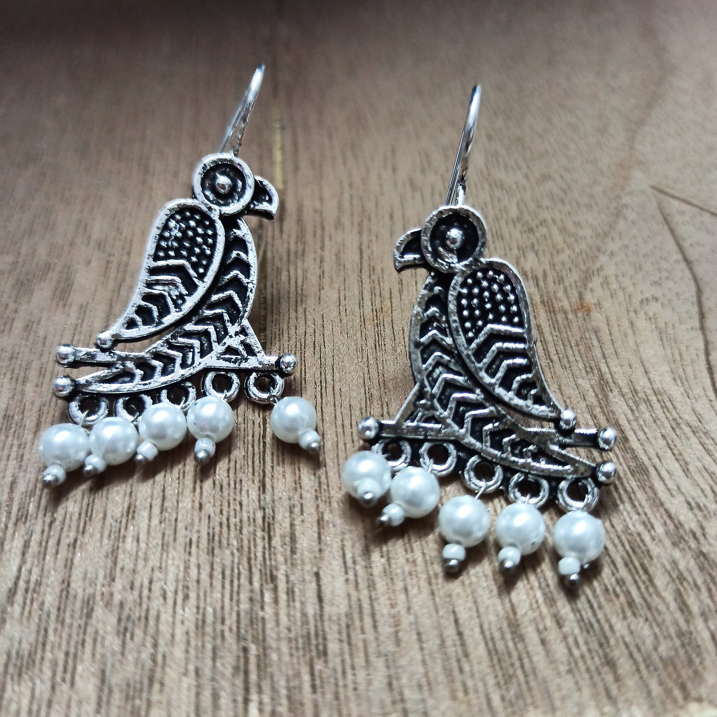 Naira-Oxidised Earrings-White