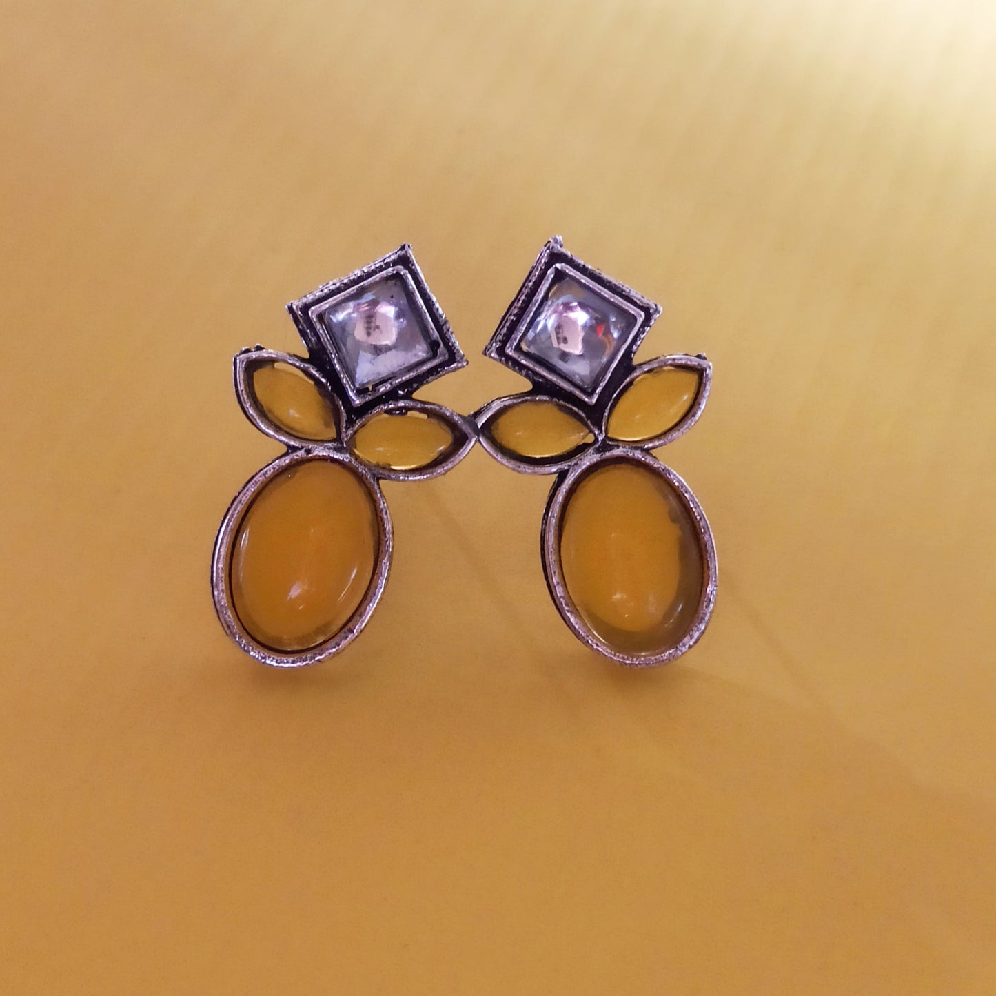 Megha-Oxidised Earrings-yellow