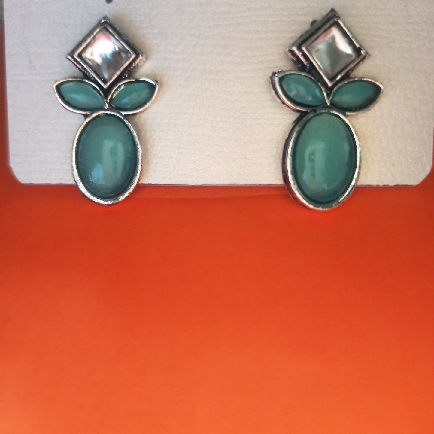 Megha-Oxidised Earrings-Blue