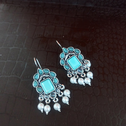 Neeta-Oxidised Earrings-Mint