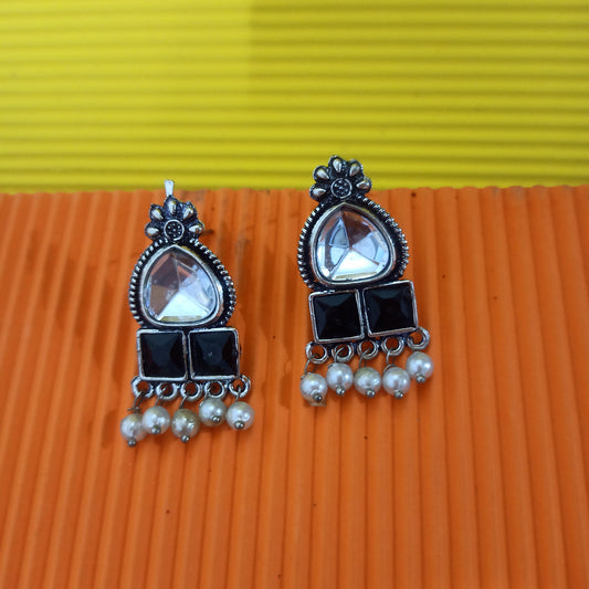 Meher-Oxidised Earrings-Black