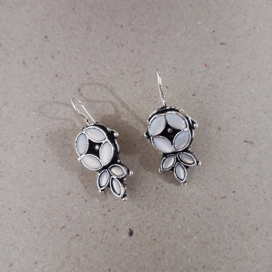 Manisha-Oxidised Earrings-White