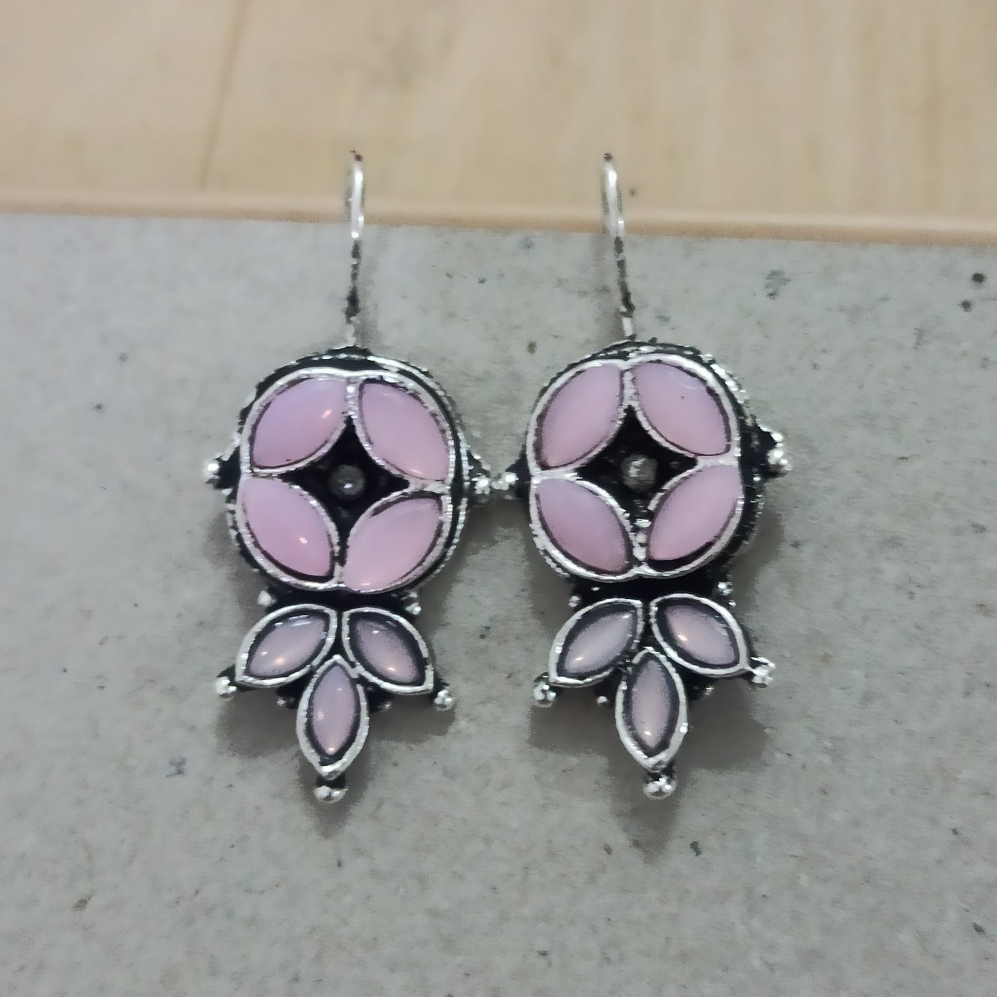 Manisha-Oxidised Earrings-Pink