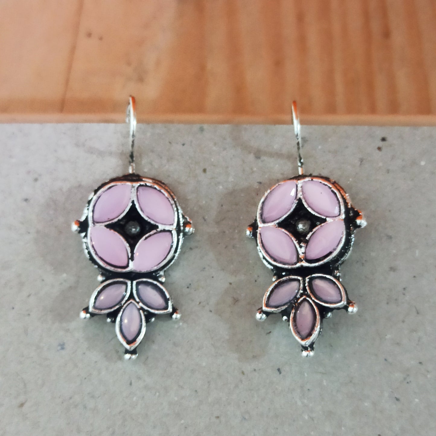 Manisha-Oxidised Earrings-Pink