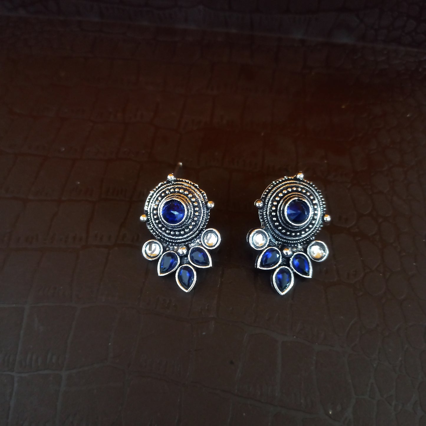 Maisha-Oxidised Earrings-Blue