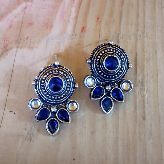 Maisha-Oxidised Earrings-Blue