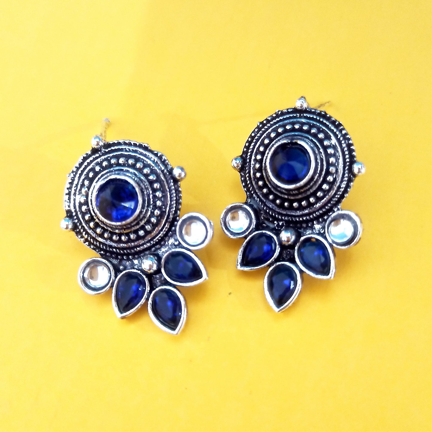 Maisha-Oxidised Earrings-Blue