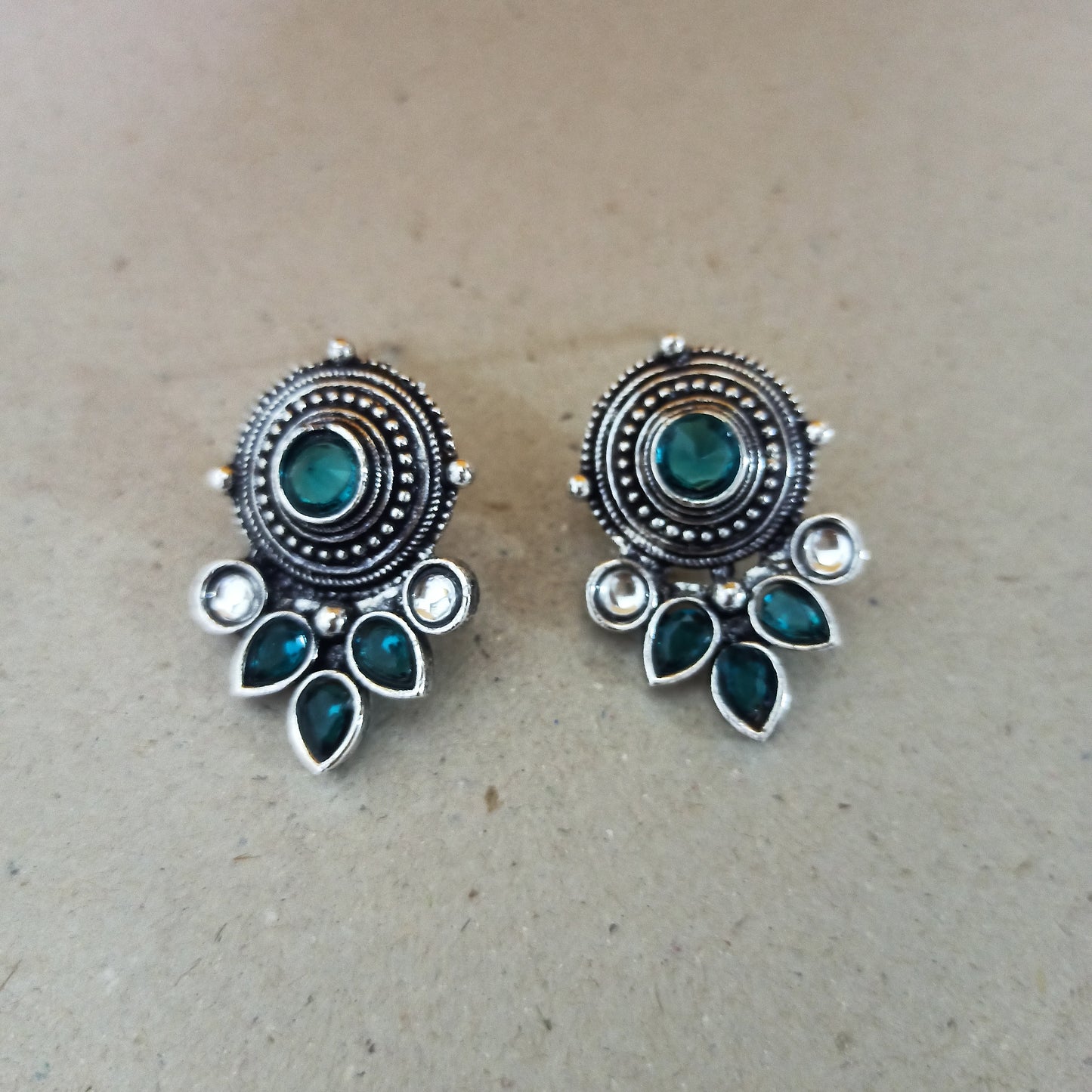 Maisha-Oxidised Earrings-Green