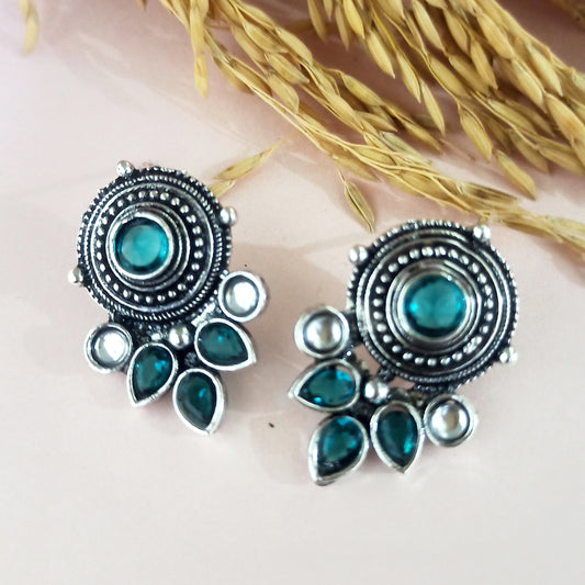 Maisha-Oxidised Earrings-Green