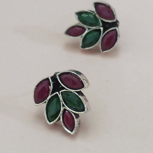 Nisha-Oxidised Earrings-Leaf