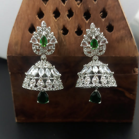 AD Earrings Sumana Green Stone