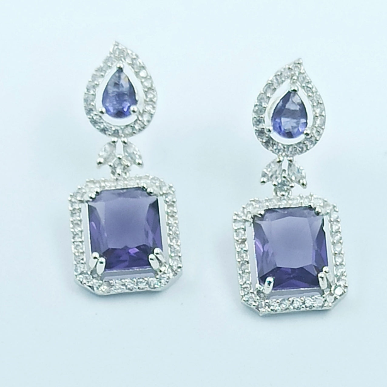 AD Earrings Aakar Purple Stone