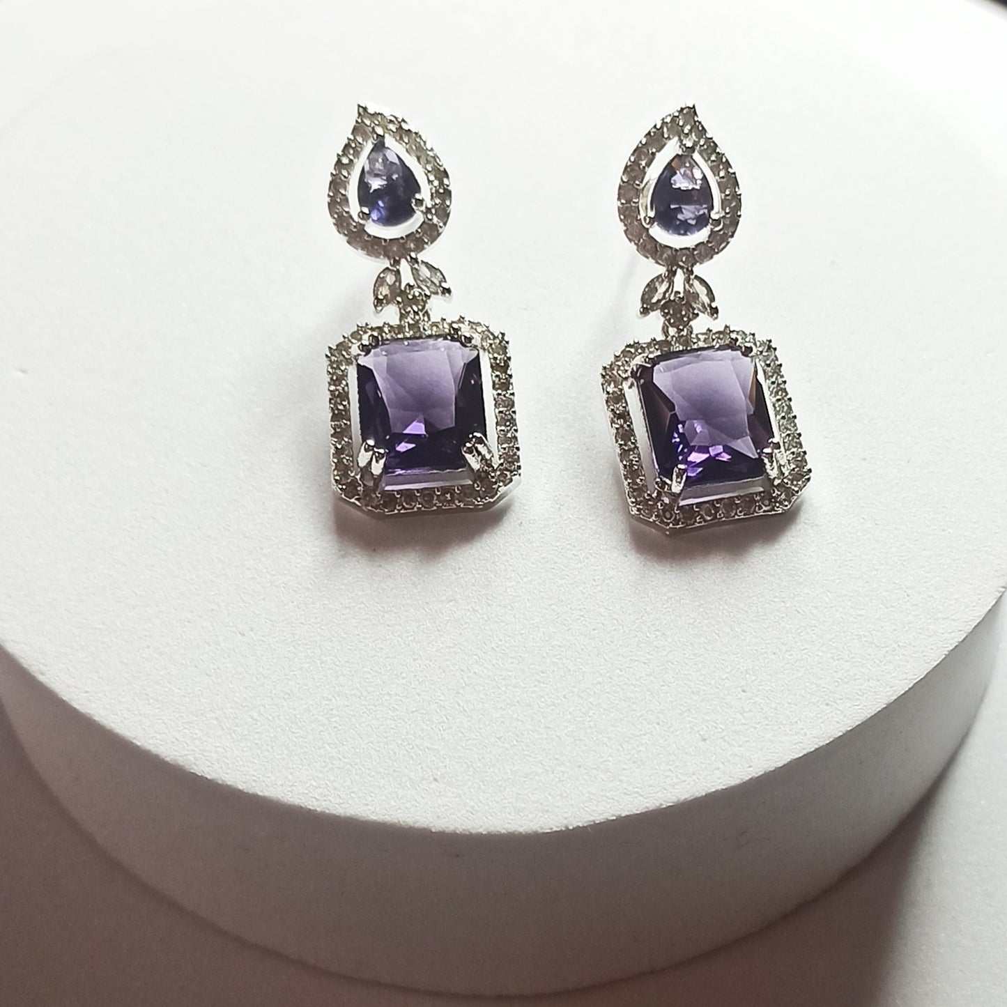 AD Earrings Aakar Purple Stone